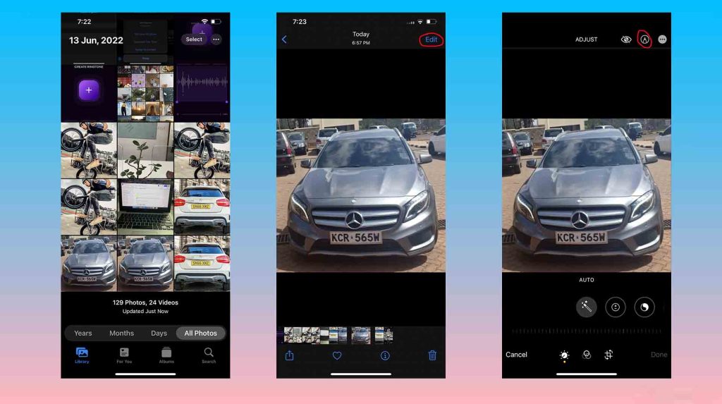 steps to blurring out license plates in a picture on iPhone with the Markup tool 01
