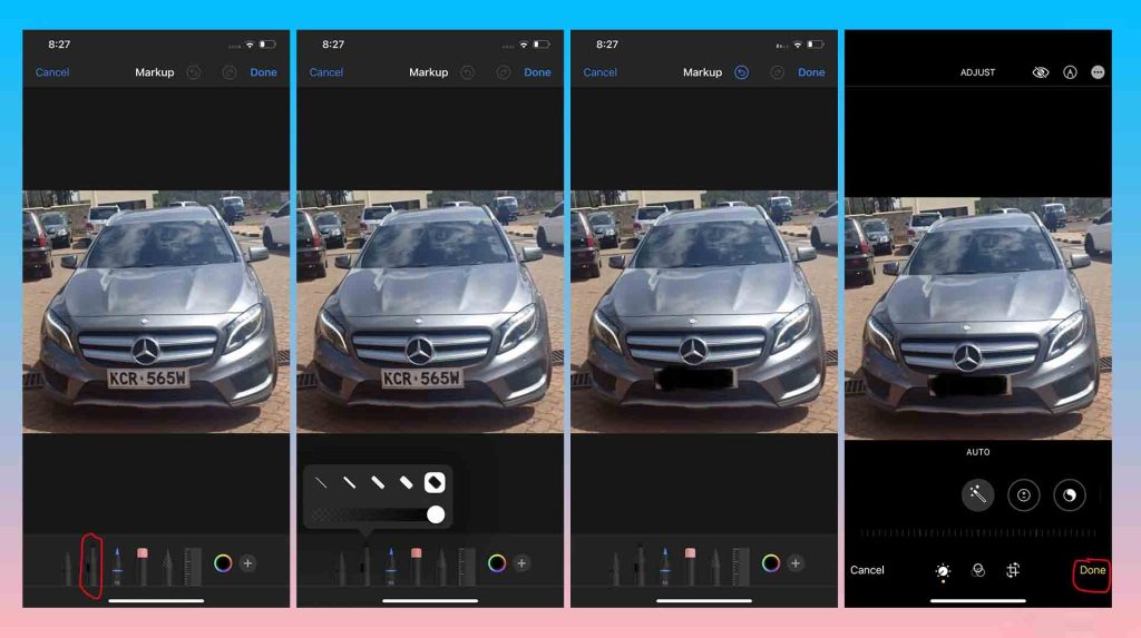 steps to blurring out license plates in a picture on iPhone with the Markup tool  02