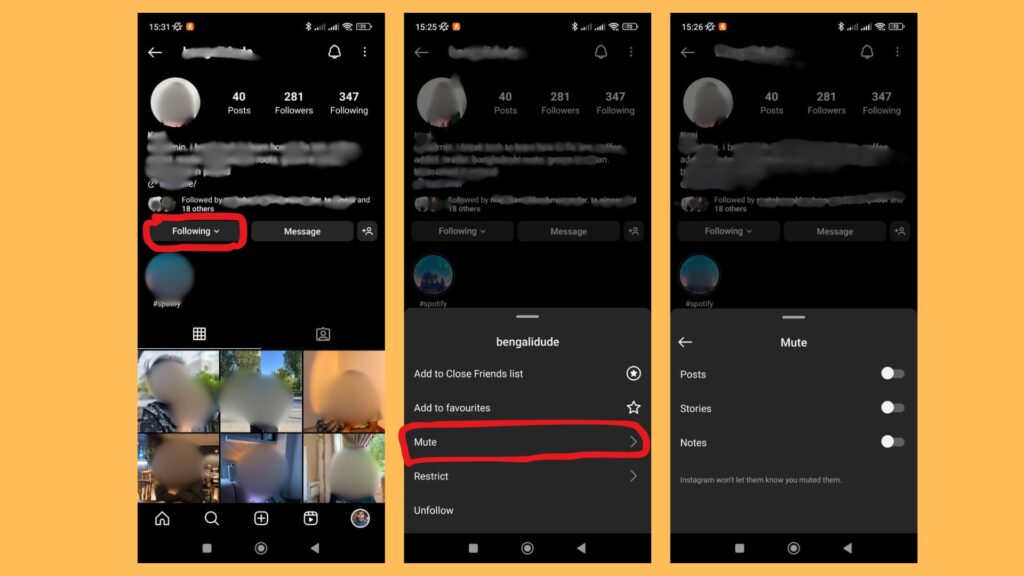 How to Mute Someone on Instagram from their profile